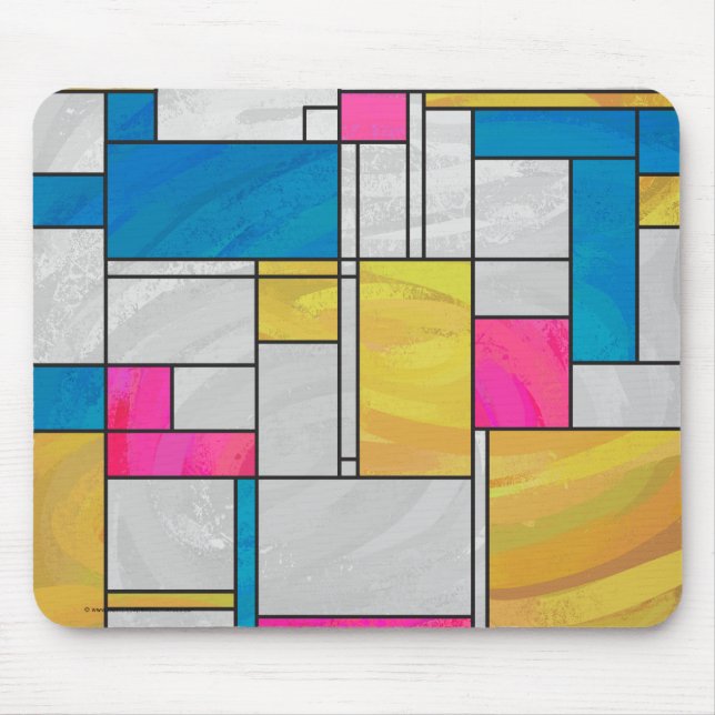 Mousepad Mondrian Yellow Blue Impressão (Frente)