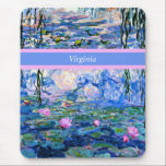 Mousepad Monet - Lírios d'água 1919 modelo<br><div class="desc">A famosa pintura de Claude Monet,  Water Lily,  1919,  modelo,  pronta para personalizar. Insira seu próprio nome/texto no lugar de Virginia.</div>