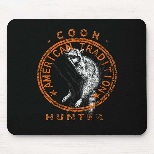 Mousepad Monge Hunter American Patriotic Raccoon caçando Tr (Frente)