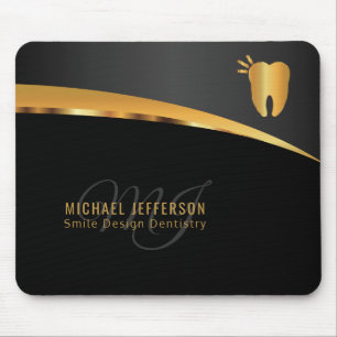 Mousepad Monogram Dentist Office - Black and Gold