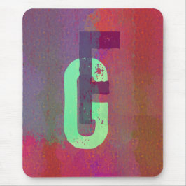 Mousepad Monogram Initials Grunge Funky Purple Green Art