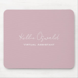 Mousepad Monogram Name Virtual Assistant White Rose Pink