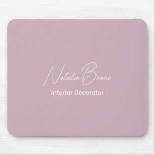 Mousepad Monogram Name White Pastel Pink Interior Decorator