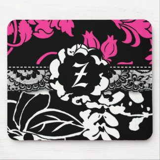 MOUSEPAD MONOGRAMA 311-PINK FLORAL PRETO