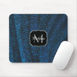 Mousepad Monograma abstrato azul vibrante metálico brilhant