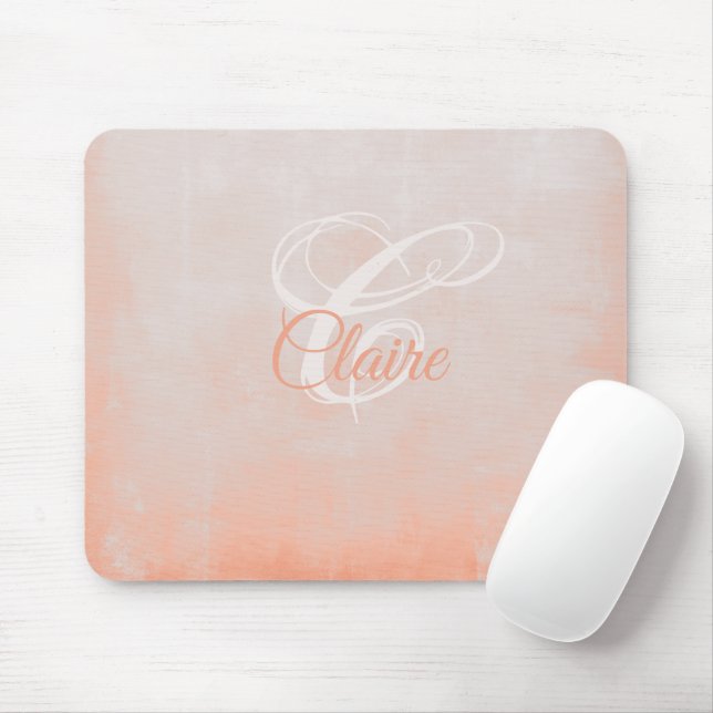 Mousepad Monograma-Abstrato de rústica de Coral Rosa-Rosa-E (Com mouse)