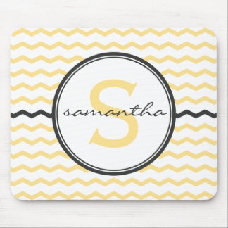 Mousepad Monograma amarelo de Chevron