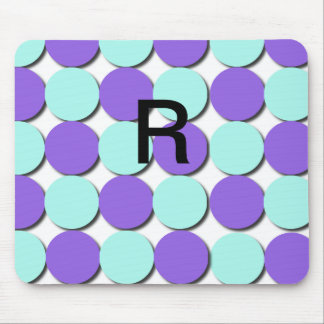 Mousepad Monograma Aqua e Bolinhas Azuis