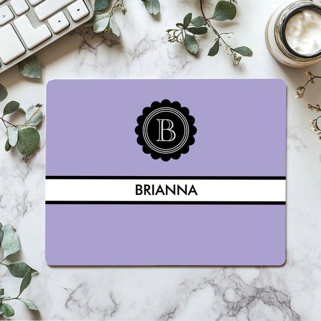 Mousepad Monograma Aura Indigo e Preto (Simple clean classic modern Aura Indigo Mousepad)