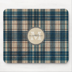 Mousepad Monograma azul do fundo da flanela