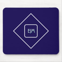 Mousepad Monograma azul elegante chic