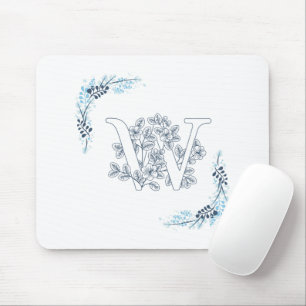 Mousepad Monograma Azul Floral de Calm