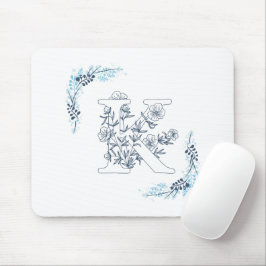 Mousepad Monograma Azul, Monograma, Calm Floral