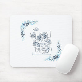 Mousepad Monograma Azul, Monograma, Calm Floral