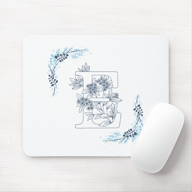 Mousepad Monograma Azul, Monograma, Calm Floral (Com mouse)