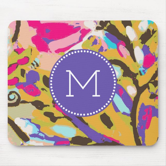 Mousepad Monograma | Boho Floral I Rosa (Frente)