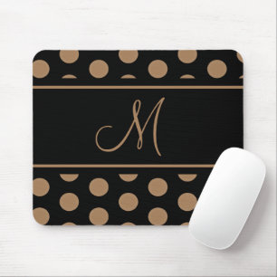 Mousepad Monograma Bolinhas Douradas e castanhas