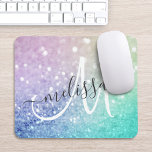 Mousepad Monograma Bonito Colorido de Literatura<br><div class="desc">Personalize facilmente este elegante padrão colorido de brilho com seu nome personalizado e/ou monograma.</div>