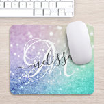 Mousepad Monograma Bonito Colorido de Literatura<br><div class="desc">Personalize facilmente este elegante padrão colorido de brilho com seu nome personalizado e/ou monograma.</div>