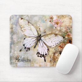 Mousepad Monograma bonito de cor d'água borboleta legal