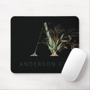 Mousepad Monograma Botânico Dourado Personalizado de Eucal