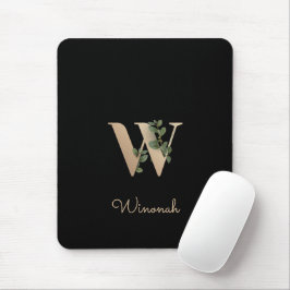 Mousepad Monograma Botânico Elegante - Letra W Pad do Mouse