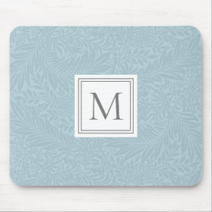 Mousepad Monograma Botânico Floral Azul-Elegante