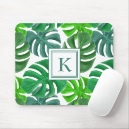 Mousepad Monograma Botânico Verde Moderno