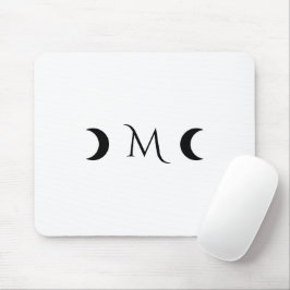 Mousepad Monograma branco e preto das luas do Crescente Mod