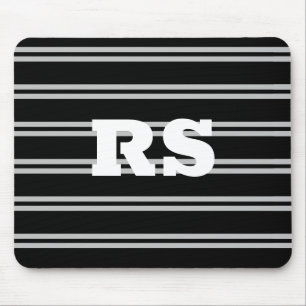 Mousepad Monograma Branco em Negrito, Linhas Cinza Claro em