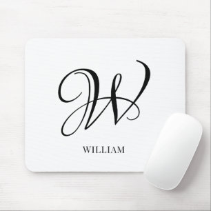 Mousepad Monograma Branco Personalizado Inicial