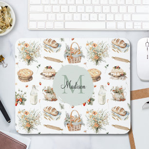 Mousepad Monograma Caprichoso Floral Morango Campo