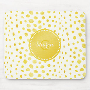 Mousepad Monograma chic com brilho dourado falso e estampa