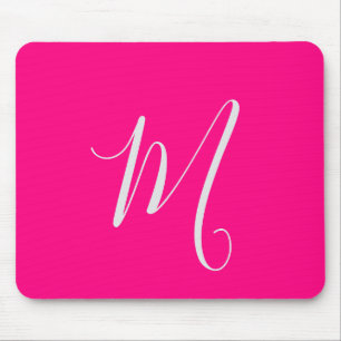 Mousepad monograma chique rosa quente