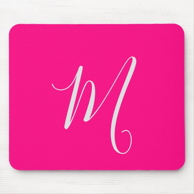 Mousepad monograma chique rosa quente (Frente)