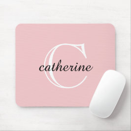 Mousepad Monograma Clássico de Script Cor-de-Rosa Blush