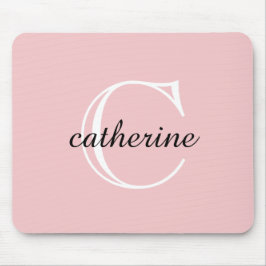 Mousepad Monograma Clássico de Script Cor-de-Rosa Blush
