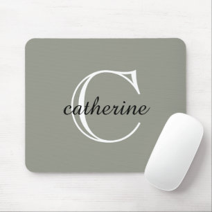 Mousepad Monograma Clássico de Script de Nevoeiro Evergreen