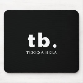 Mousepad Monograma Clássico Elegante Minimalista Preto e Br