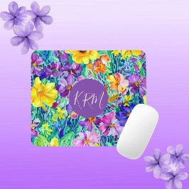 Mousepad Monograma Colorido Chic Color Floral