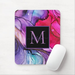 Mousepad Monograma Colorido Moderno Elegante Marmoreado