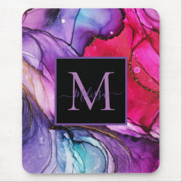 Mousepad Monograma Colorido Moderno Elegante Marmoreado