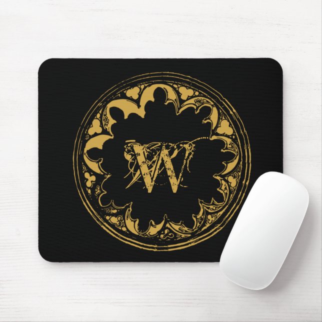 Mousepad Monograma com Dificuldade de Vintage Rústica Preta (Com mouse)