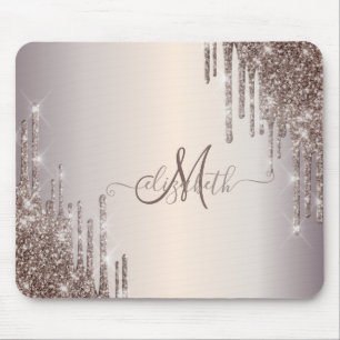 Mousepad Monograma com Efeito de Gotas de Brilho Moderno e