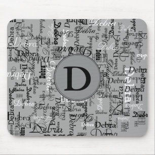 Mousepad monograma conhecido personalizado preto e branco