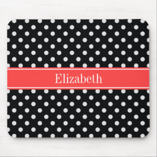 Mousepad Monograma conhecido vermelho coral das bolinhas