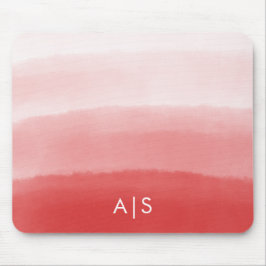 Mousepad Monograma Cor de Água Inicial Magra Vermelha Coral