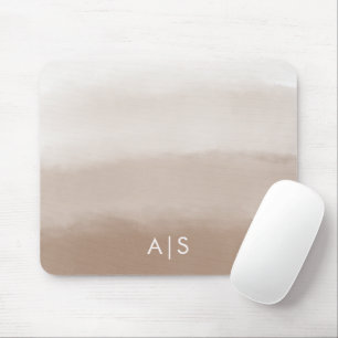 Mousepad Monograma Cor de Água Inicial Mushroom Castanho