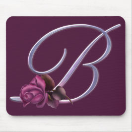 Mousepad Monograma cor-de-rosa B dos rosas