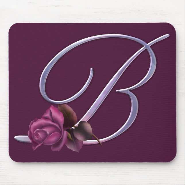Mousepad Monograma cor-de-rosa B dos rosas (Frente)